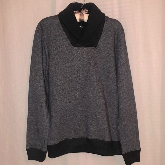 H&M M Gray Black Cotton/Polyester Blend Shawl Sweater - Picture 1 of 9